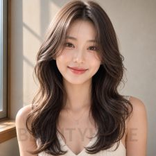 여자 허그펌 모카 브루넷 염색